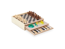 Coleção De Jogos Relaxdays, 7 Jogos De Tabuleiro De Madeira, Xadrez, Ludo, Gamão, Jogos Clássicos, Coloridos