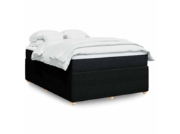 Vidaxl Cama Com Molas/colchão 140x200 Cm Tecido Preto