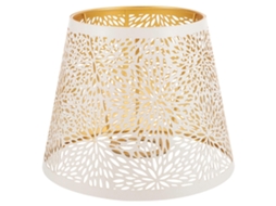 Abajur Metálico E27 Para Quarto, Cúpula Decorativa Vazada Luminária De Mesa, Lustre Ou Casa, Na Cor Branca.-aquaforge