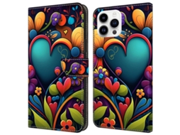 Capa Em Couro Pu Com Suporte Para Apple Iphone 16 Pro - Pintar Flor