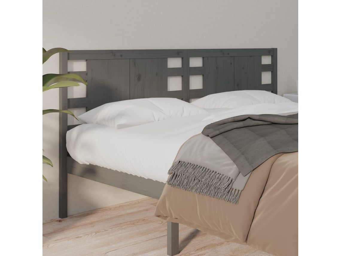 Vidaxl Cabeceira De Cama 126x4x100 Cm Pinho Maciço Cinzento