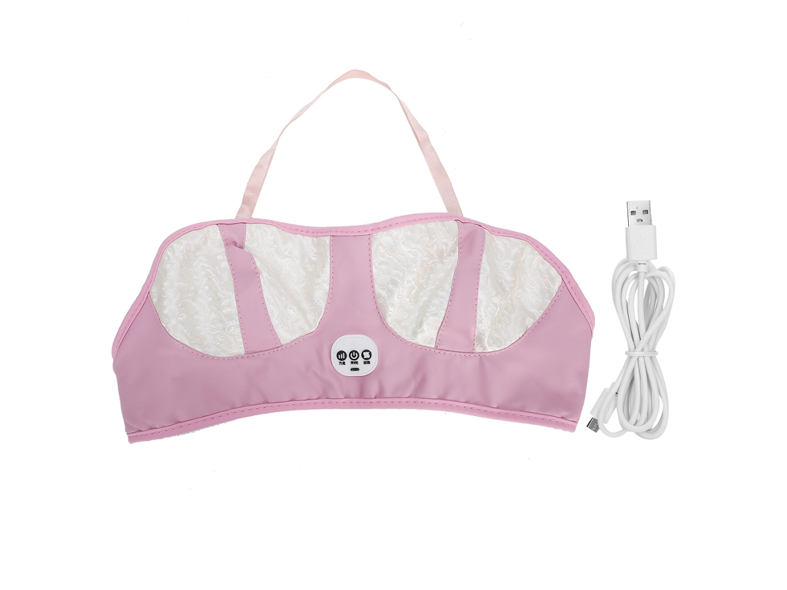 KOFIHETY Máquina De Massagem Elétrica Para Seios, Massageador De Sutiã Com Vibração, Ampliação E Alívio, Rosa Branco (tipo Plug)