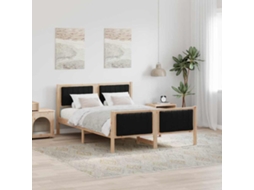 Vidaxl Estrutura Da Cama Com Cabeceira Castanho E Preto 135 X 190 Cm