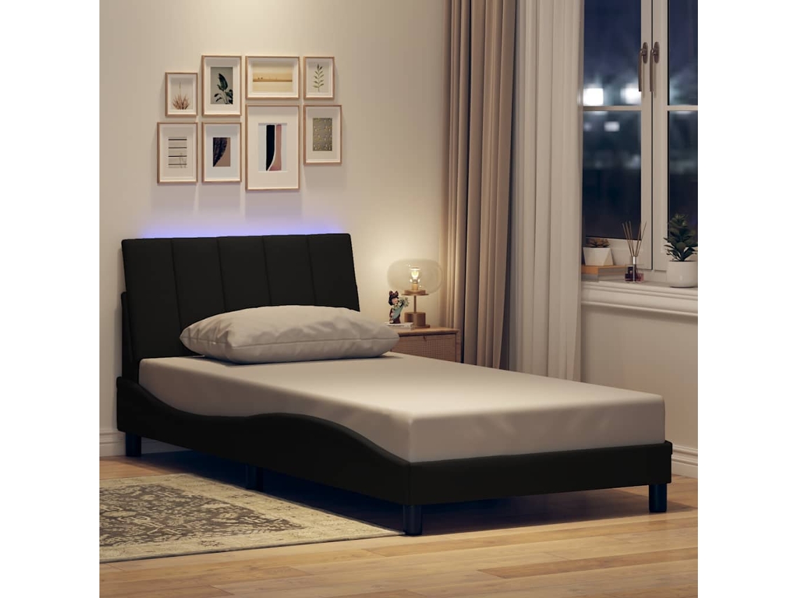 Estrutura De Cama Sem Colchão 100x200 Cm Tecido Preto