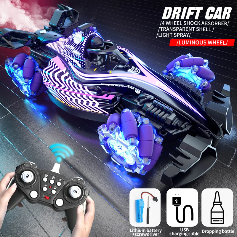 (roxo) Luz De Pintura Carro De Controle Remoto Quad Drive Corrida De Alta Velocidade Deriva Rotativo Stunt Racing