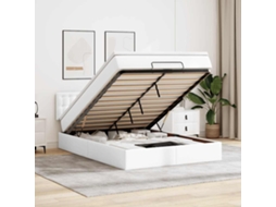 Vidaxl Estrutura De Cama Otomana Com Colchão 140x190 Cm Branca