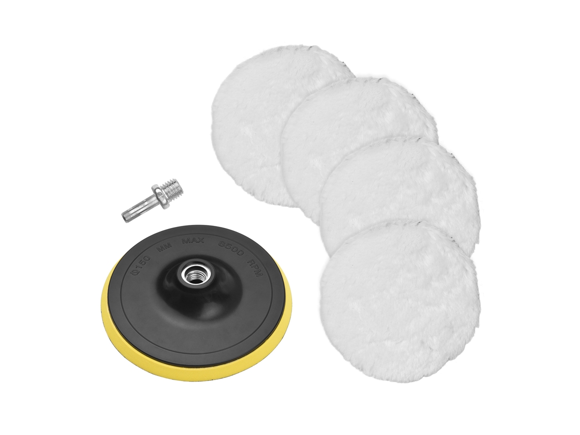 Kit de Discos de Polimento de Lã 6 Polegadas com Adaptador M14 4 Discos  1 Suporte Adesivo