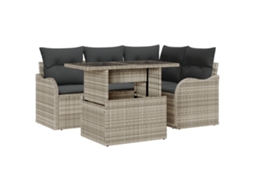 Conjunto 5 Móveis De Jardim Vidaxl Cinzento-claro Vime Pe (177,5 X 122,5 X 85 Cm)