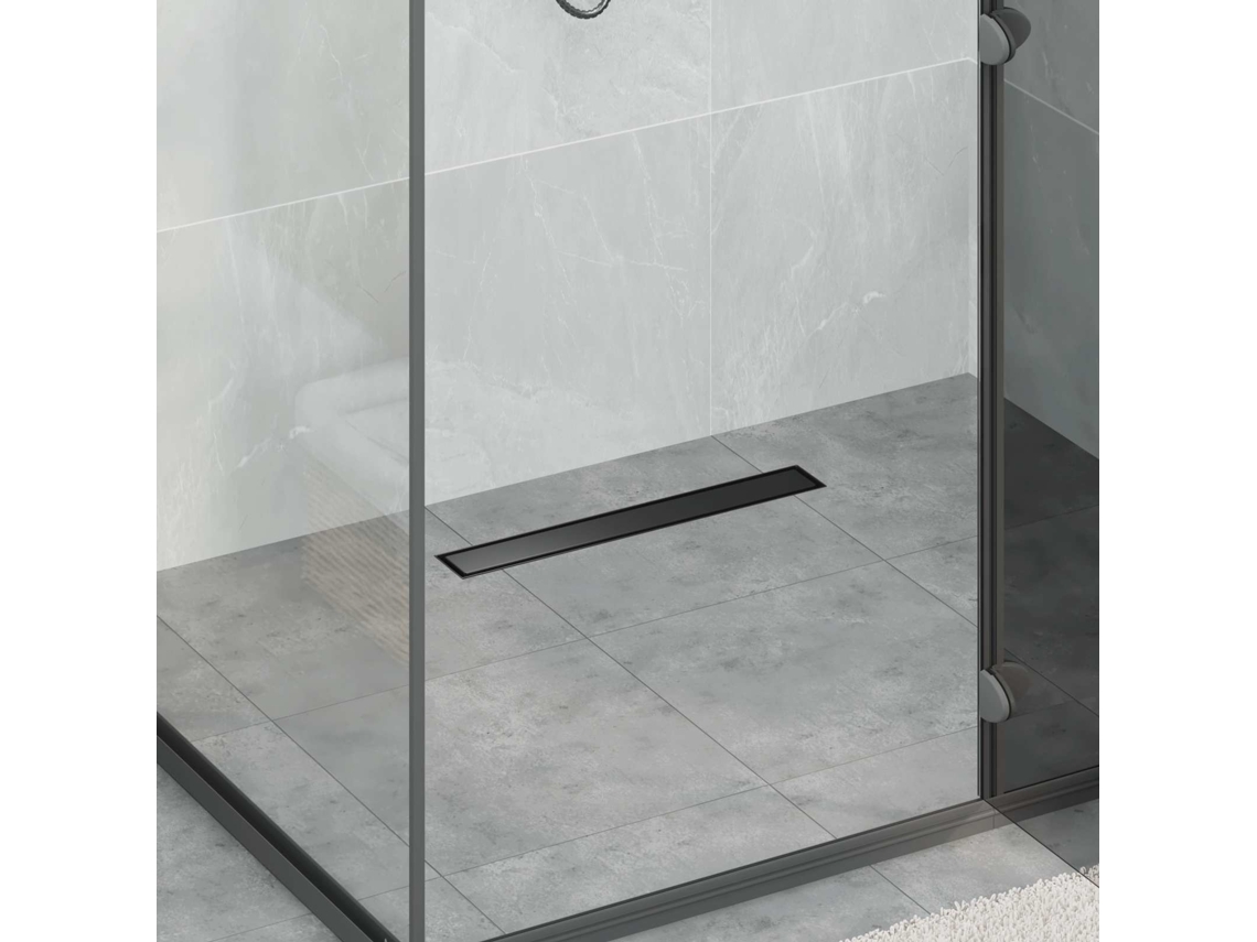 Vidaxl Dreno De Chuveiro 2 Em 1 Preto 50 Cm Aço Inoxidável 304