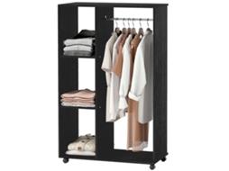 Roupeiro com barra, prateleiras, 80x40x128 cm, branco, relevo diamante | S/MARCA