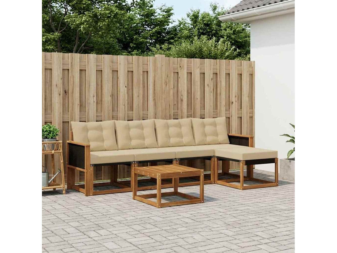 Vidaxl Conjunto De Sofás Para Exterior 6 Unid. Natural E Bege