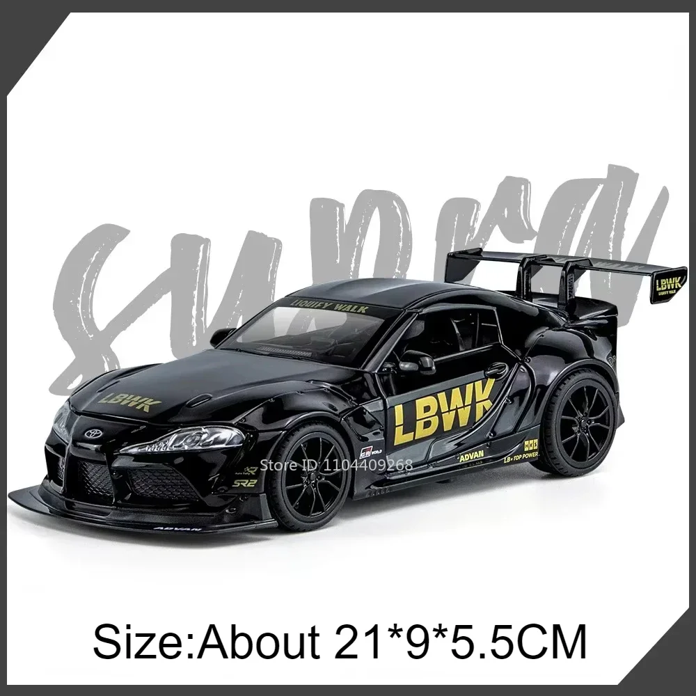 (supra Preto) Escala 1:22 - Miniatura De Carro Em Liga Metálica - Portas Que Abrem - Luzes E Efeitos Sonoros