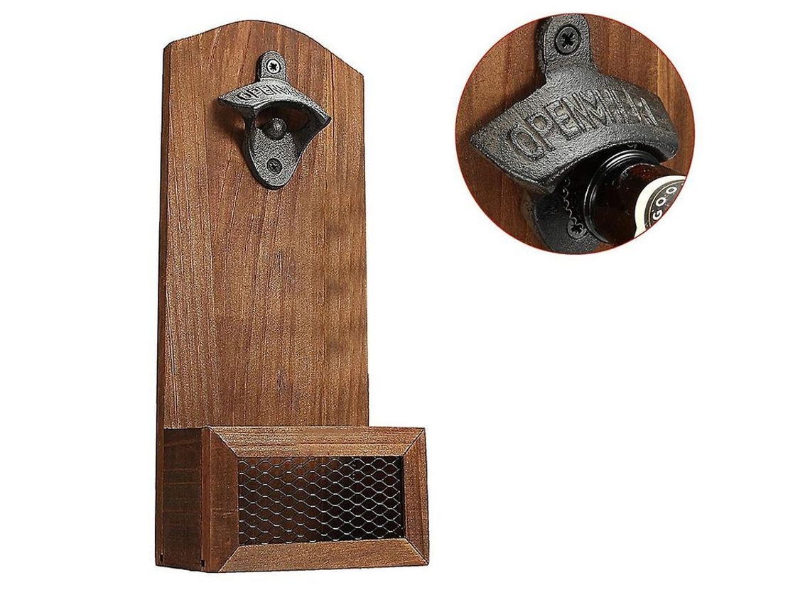 Abrebotellas De Parede Com Recolhedor De Tampas, Design Vintage Para Bar E Cozinha, Presente Para Homens