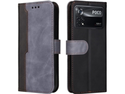 Capa Fólio Antiqueda Proteção para Xiaomi Xiaomi Poco M4 Pro 4G Not Fit 5G HONGWE. Pele Magnética Retro Cinzento