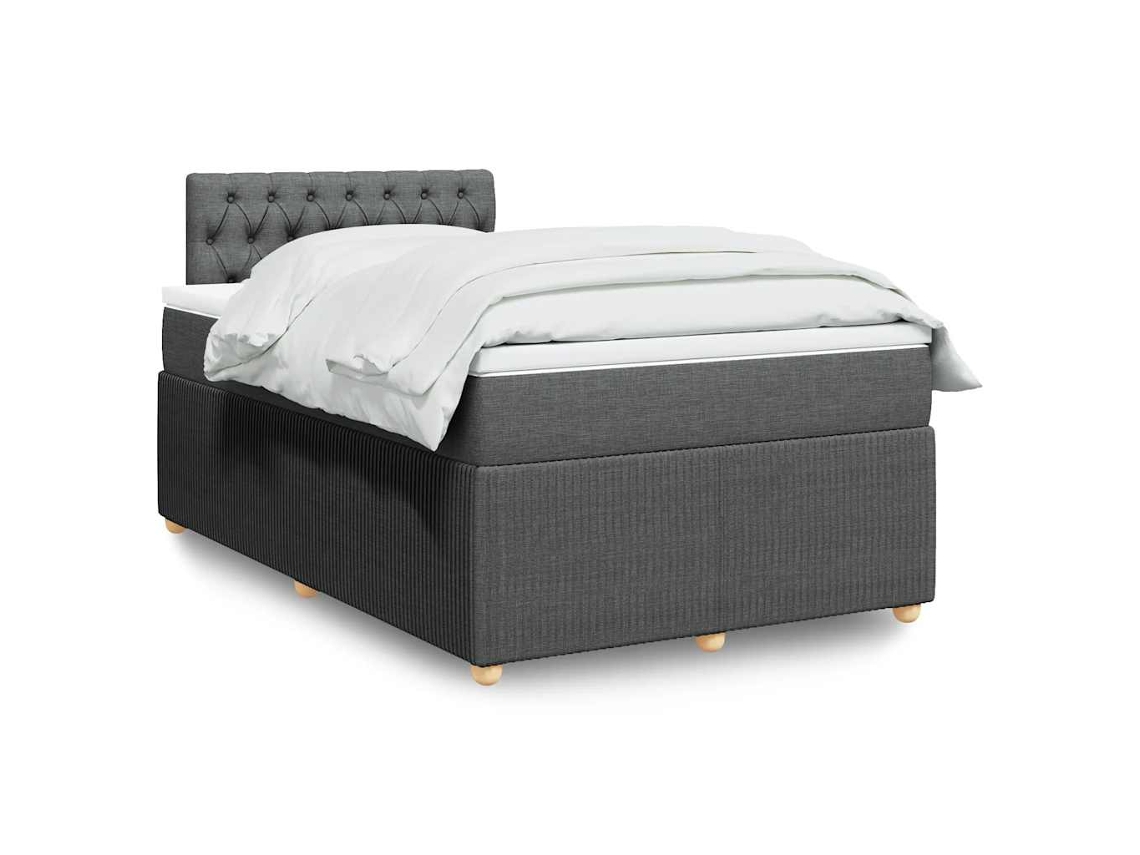 Vidaxl Cama Com Molas/colchão 120x200 Cm Tecido Cinzento-escuro