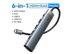 Yizhood Docking Station Adaptador Usb C 4k60hz Tipo C para Hdmi Rj45 Pd 100w para Macbook Ipad Pro Air M2 M1 Sumsang PC Acessórios Cinza