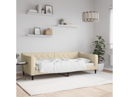 Vidaxl Sofá-cama 90x200 Cm Tecido Cor Creme