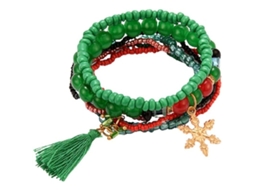 Pulseira de Contas com Encantos de Natal, Campainha, Boneco de Neve, Stackable S/MARCA