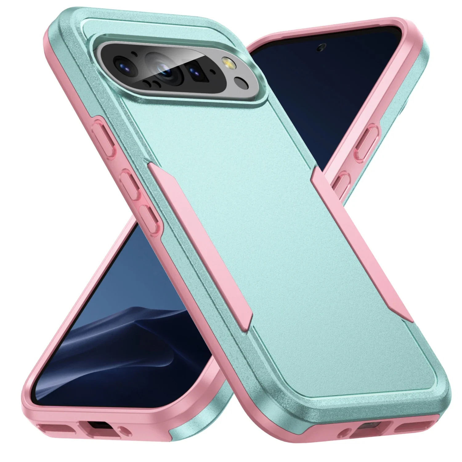 (verde, Google Pixel 7) Capa De Celular De Luxo Com Dupla Camada À Prova De Choque, Capa Protetora Rígida E Resistente Em Cor Sólida.