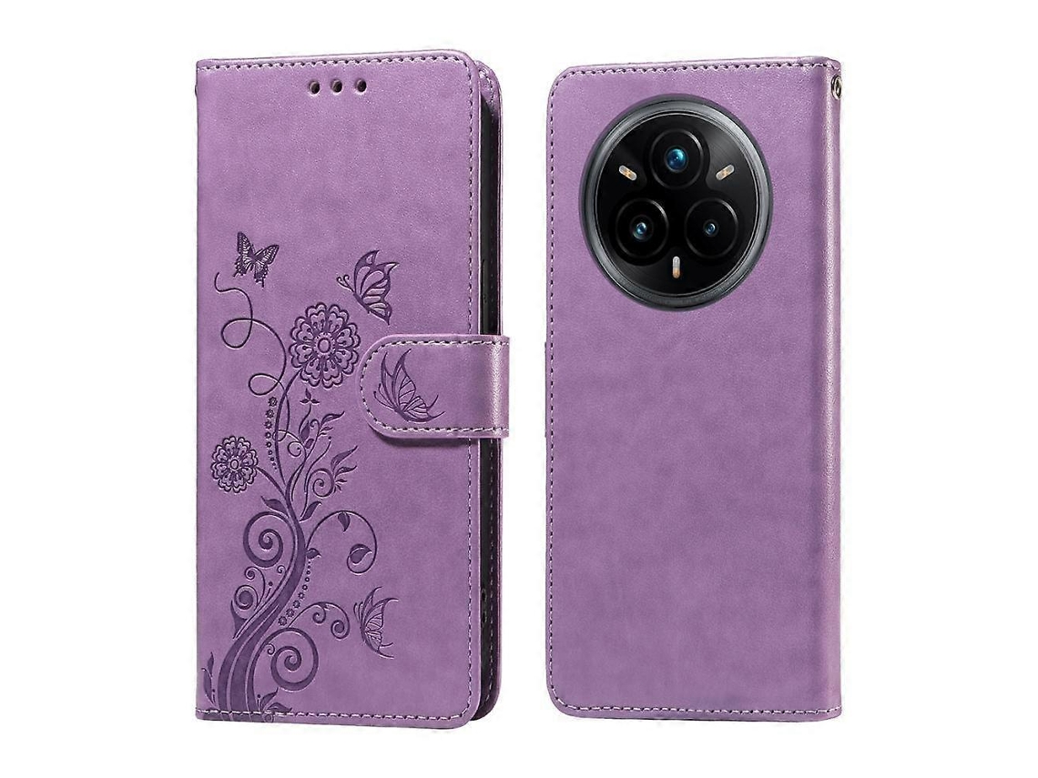 Capa De Couro Para Celular Com Flores De Borboleta Em Relevo
