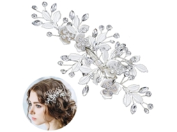 2026-accesorio De Pelo De Cristal Com Pérolas E Pedras Brilhantes Para Mulheres E Meninas (prata)