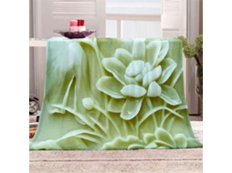Manta com Escultura de Lótus Verde em Microfibra 80x150cm