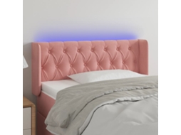 Vidaxl Cabeceira De Cama C/ Luzes Led Veludo 93x16x78/88 Cm Rosa