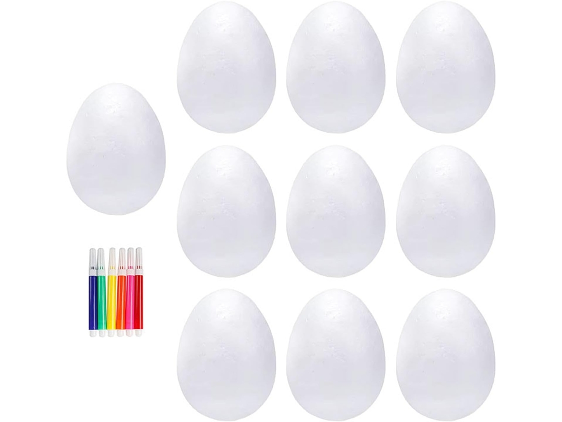 Ovos De Espuma S Com Canetas, Decoração De Ovos De Páscoa, Ovos De