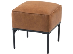 Banco Estofado Em Pu Com Pés De Aço Acolchoado Espesso Estilo Moderno Otomana Para Quarto 40x40x46 Cm Castanho