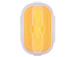 Caixa De Almoço Portátil Silicone 800ml Amarela Para Viagens