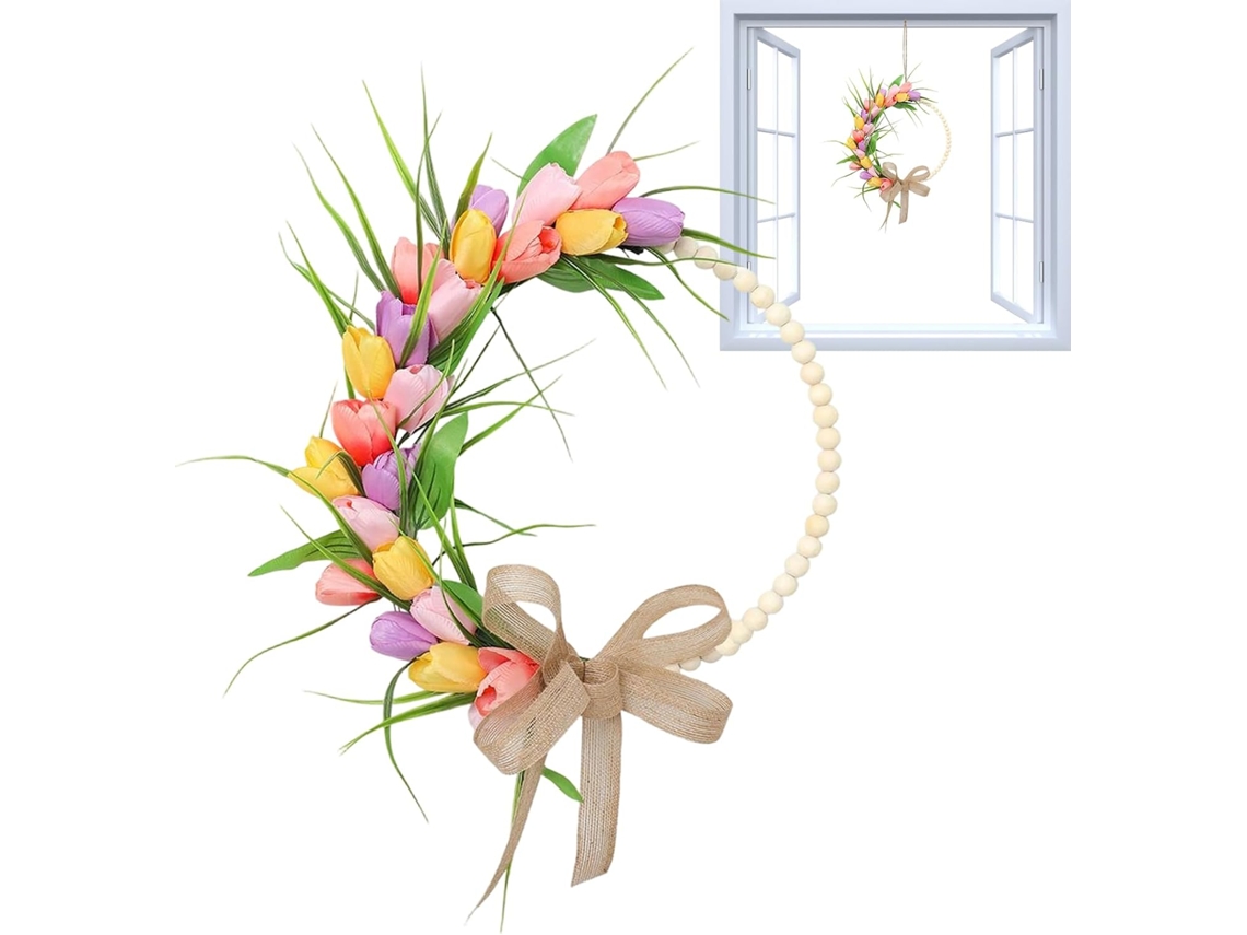 Guirlanda Decorativa De Flores Artificiais Para Porta De Entrada Com Laço |