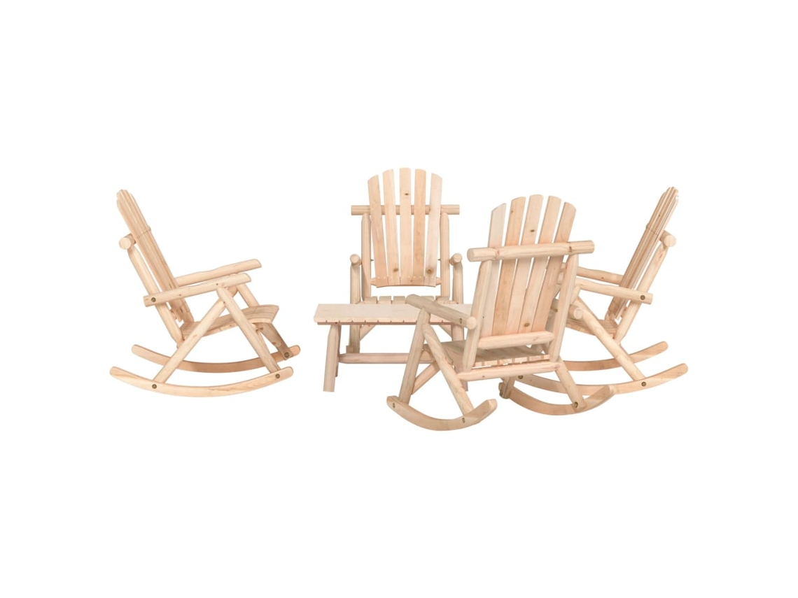 Vidaxl 5 Pcs Conjunto Lounge De Jardim Madeira De Abeto Maciça