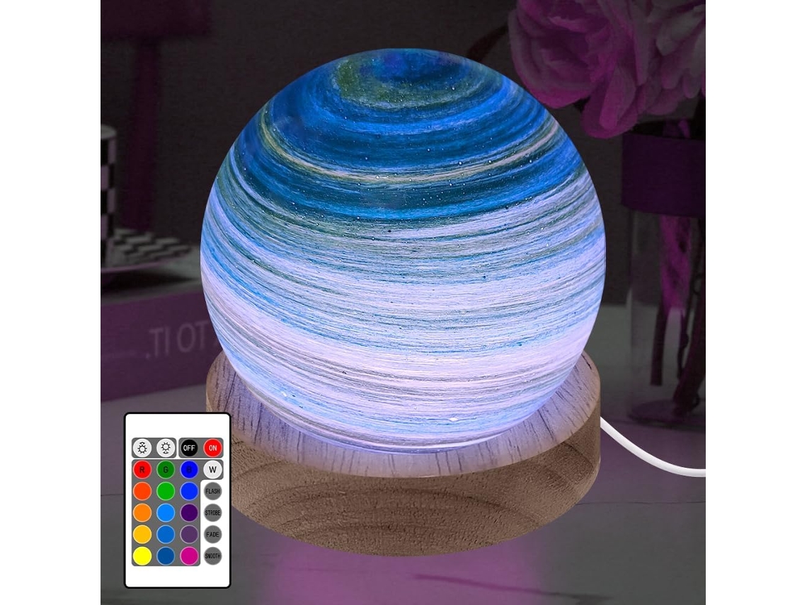 Luminria Noturna Rgb Em Formato De Bola De Vidro Com 16 Cores E Planetas, Lmpada Astronmica Usb Com Intensidade Ajustvel E Con Aquaforge