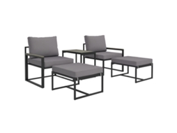 Conjunto Jardim Aço 2 Pessoas, 2 Poltronas Com Almofadas E Mesinha, Cinza