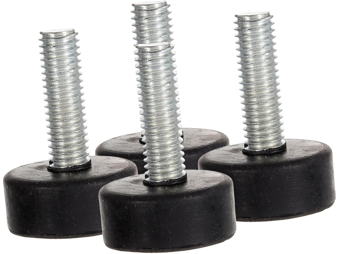 Conjunto De 4 Pés Mesa Niveladores Borracha Reforçados E Ajustáveis Com Parafuso M8 25mm Comprimento Absorção Impacto