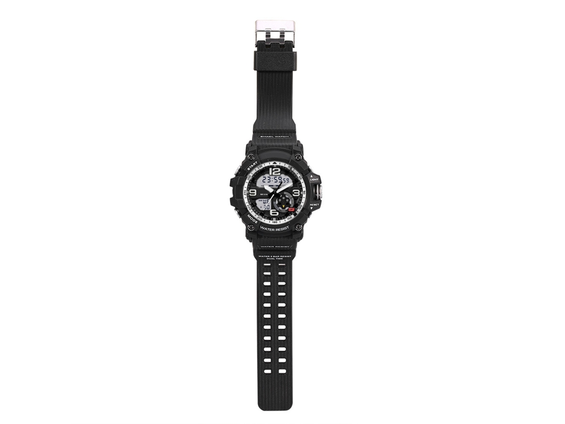 Reloj Deportivo Digital Led Con Luz Analógico Y Digital Redondo Pulsera Negra