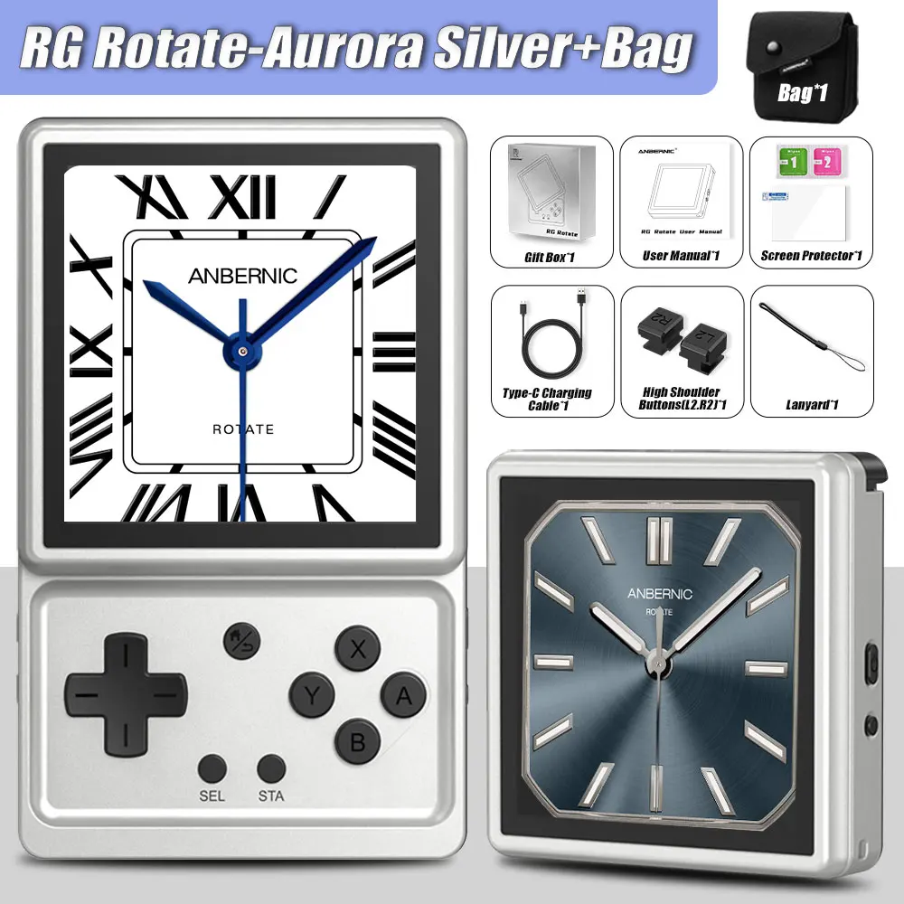 Sem Cartão de Jogobolsa Prateadaconsola de Jogos Rg Rotate 3,5" Ips 720×720 T618 Emulador de Jogos Wifi 3gb+32gb MDUG