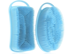 Conjunto De 2 Escovas Esfoliantes Corporais De Silicone Com Cabo Ergonômico E Fácil De Segurar.
