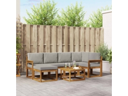 Vidaxl Conjunto De Sofás Para Exterior 7 Pcs Cinza Natural E Claro