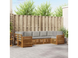 Vidaxl Conjunto De Sofá Sectional 7 Pcs Cinza Natural E Claro