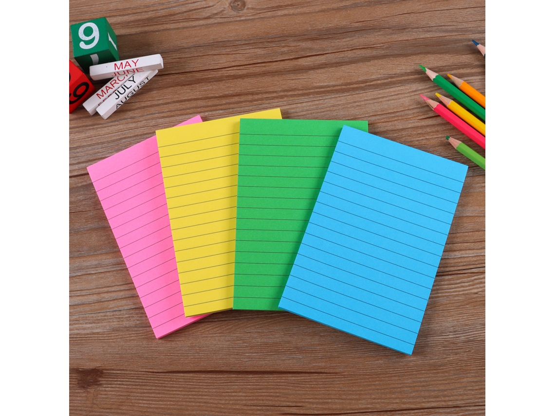 Blocos de Notas Adesivas com Linhas, Blocos de Notas Adesivas em 4 Cores, Blocos de Notas Post, It Coloridos BRILVIBERA