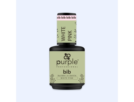 Bib Builder em uma garrafa branca rosa roxo