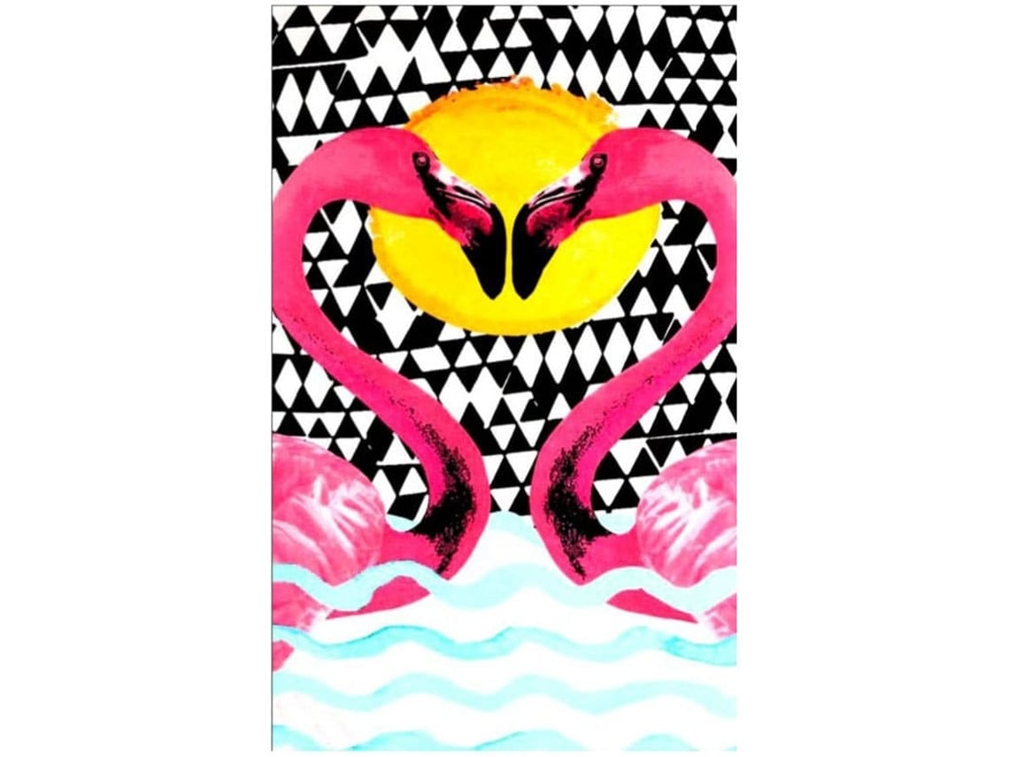Toalha Praia Microfibra Flamingo Amor