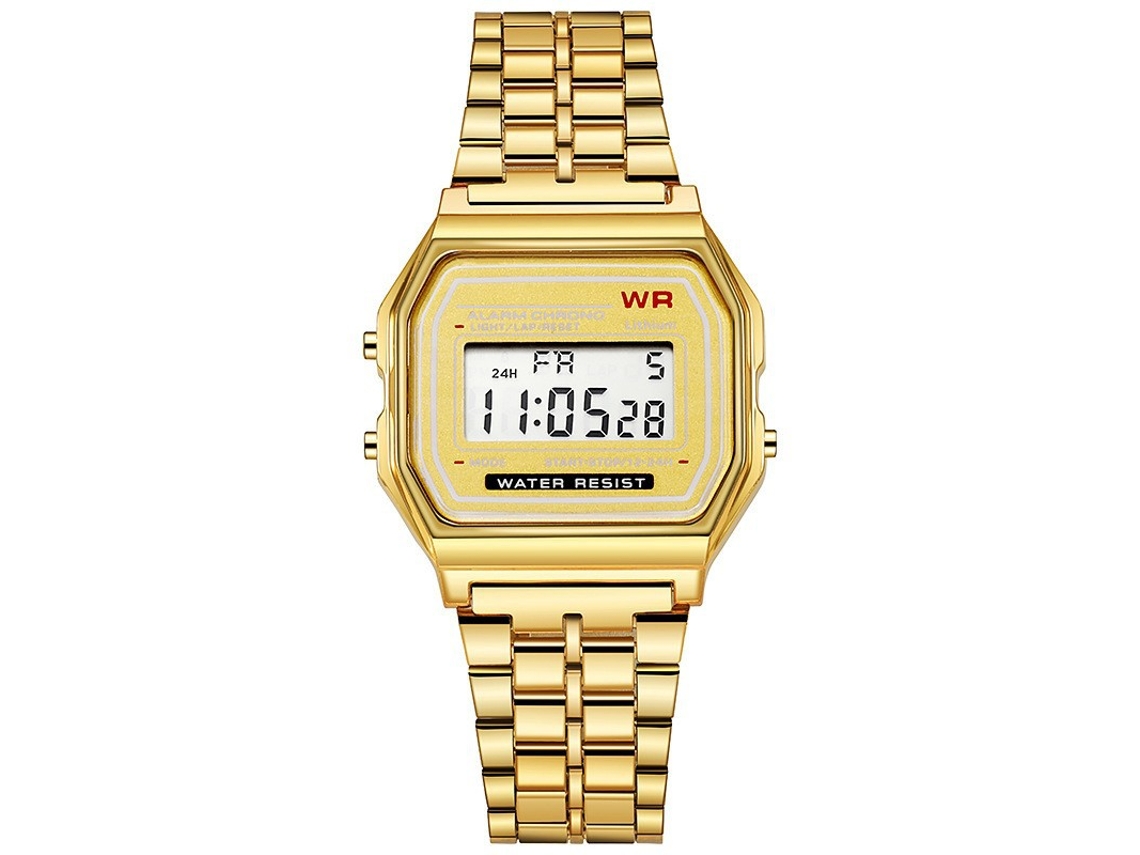 Relógio Digital De Luxo (dourado) Com Estilo Retrô E Visor Eletrônico.
