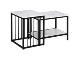 Conjunto De Mesa De Encaixe, Superfícies De Fácil Limpeza, Estrutura De Aço, Branco/preto Sini Tech Store