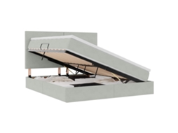 SYFAX™ Cama com Arrumação e Colchão Cinzento claro 160 X 200 Cm Veludo