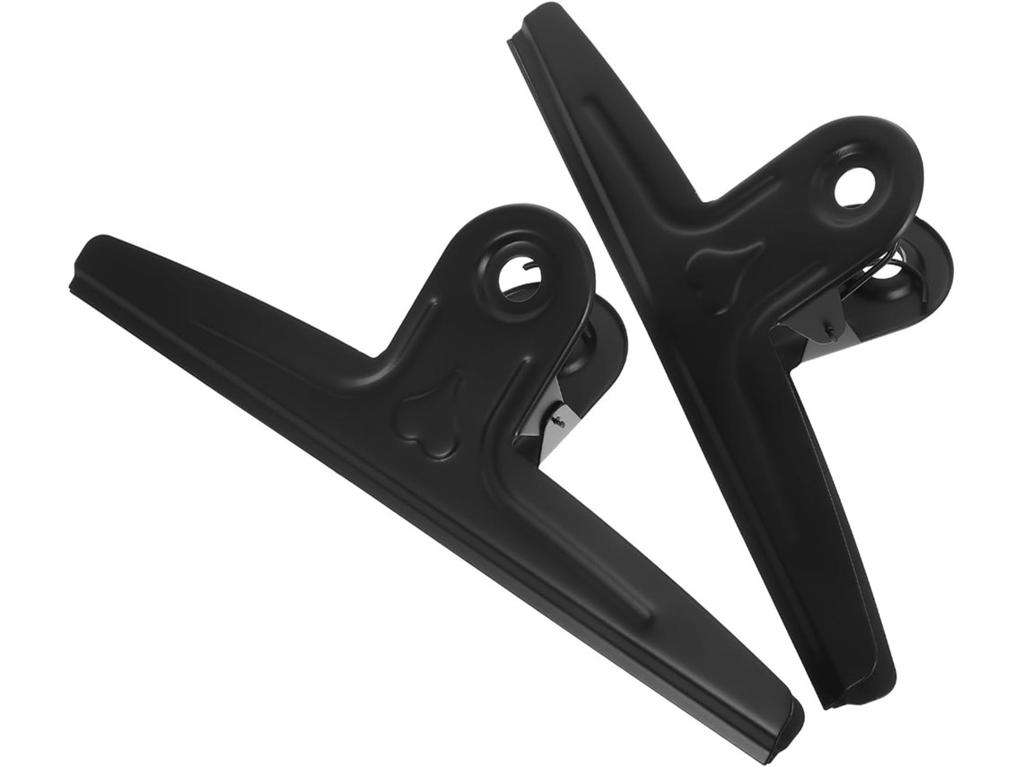 2-clips De Aço Inoxidável Preto Para Escritório E Casa, Fechamento Resistente E Design Minimalista Para Organizar Papéis