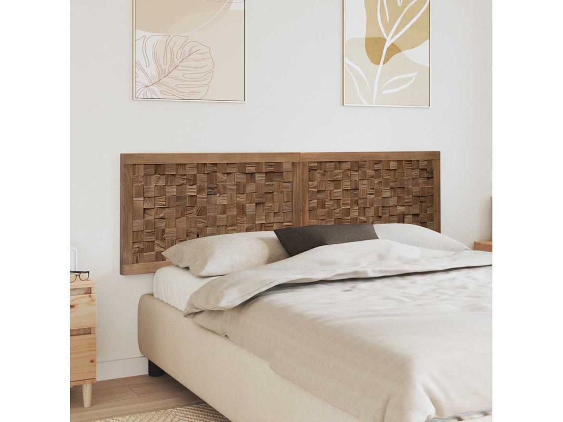 Vidaxl Cabeceira De Cama Natural Madeira De Teca Sólida