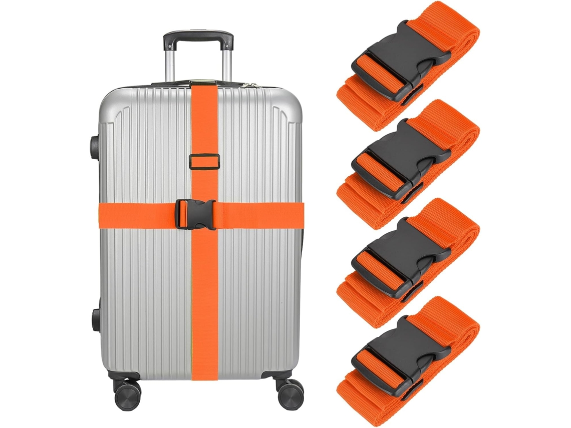 Conjunto De 4 Cintas Ajustáveis Bagagem Meccanixity Com Fivela Liberação Rápida Mala, Pasta, Mochila, Viagem
