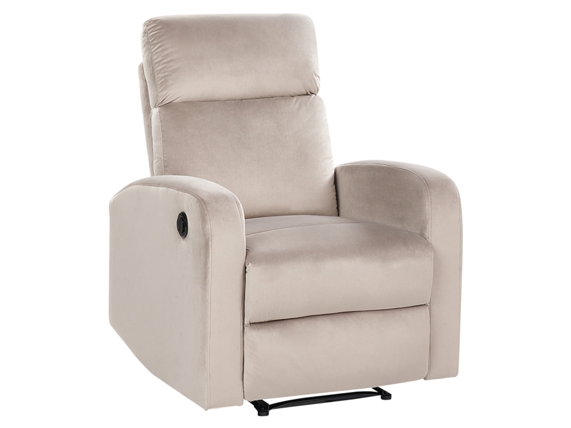Cadeira Reclinável Beliani Verdal De Veludo Creme 78x73x100